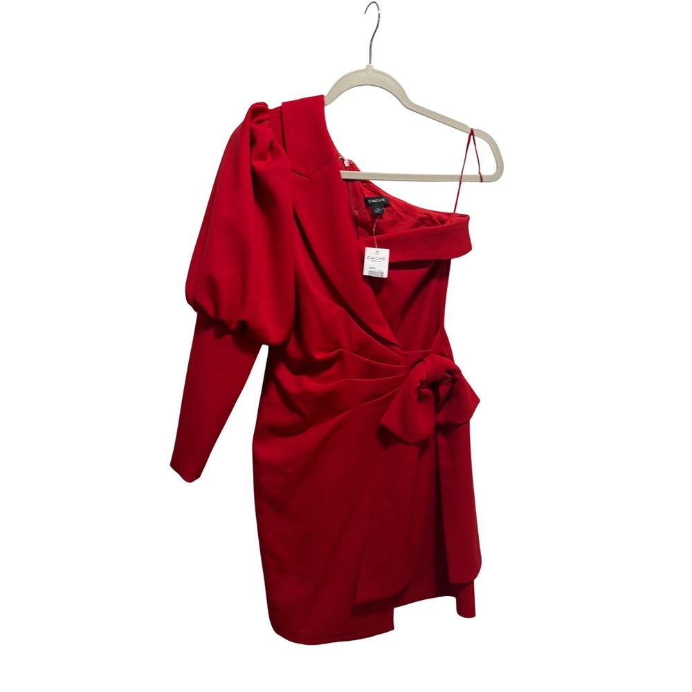 Cache One-Shoulder Red Cocktail Dress